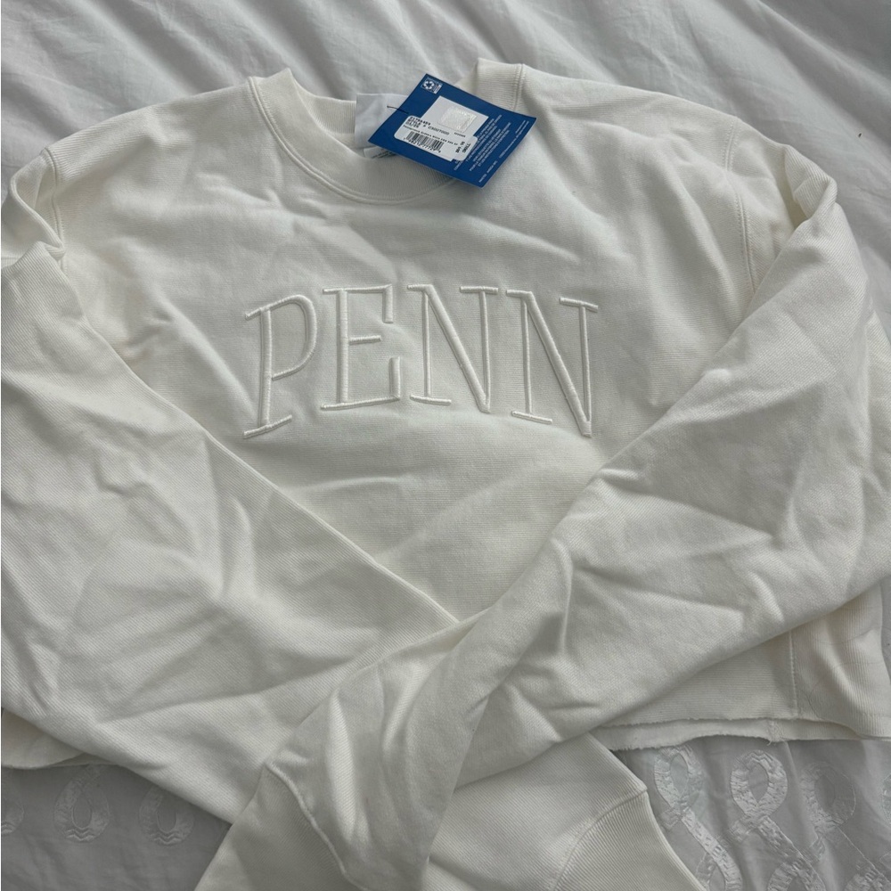 Champion White Sweatshirt with Embroidered Logo